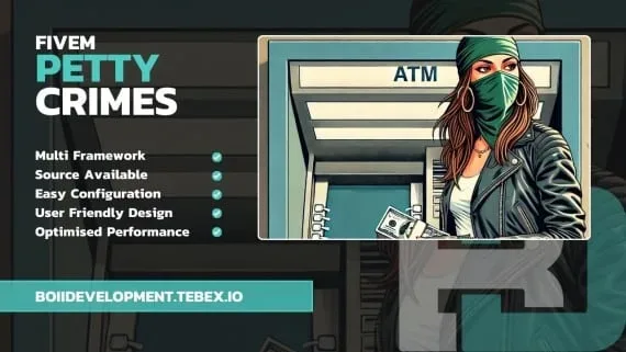 7 Theft Types in One FiveM Petty Crimes Script