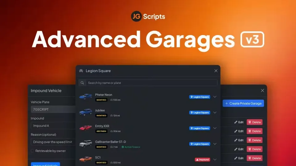 JG Advanced Garages V3: FiveM Garage Script